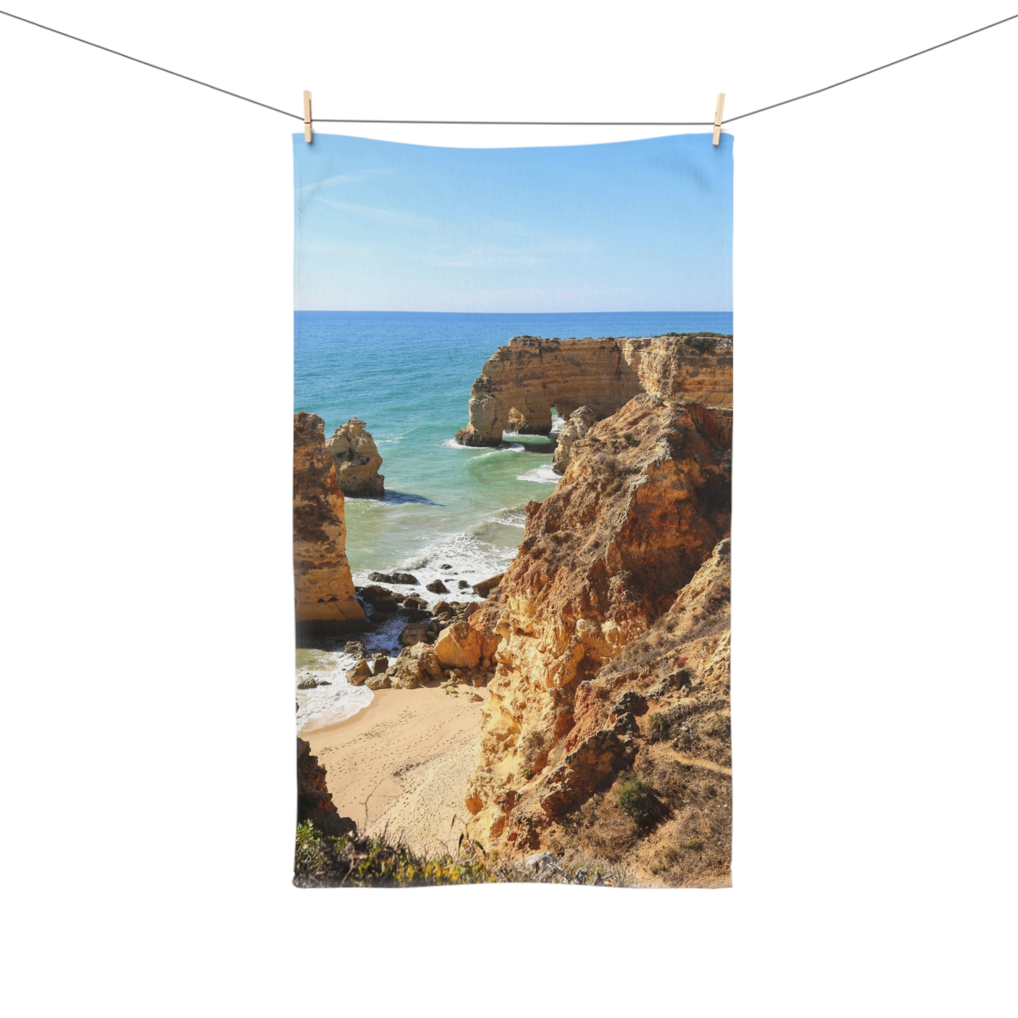 Sunlit Coastline Hand Towel - Mediterranean-Terra Firma Vibe - Image 3