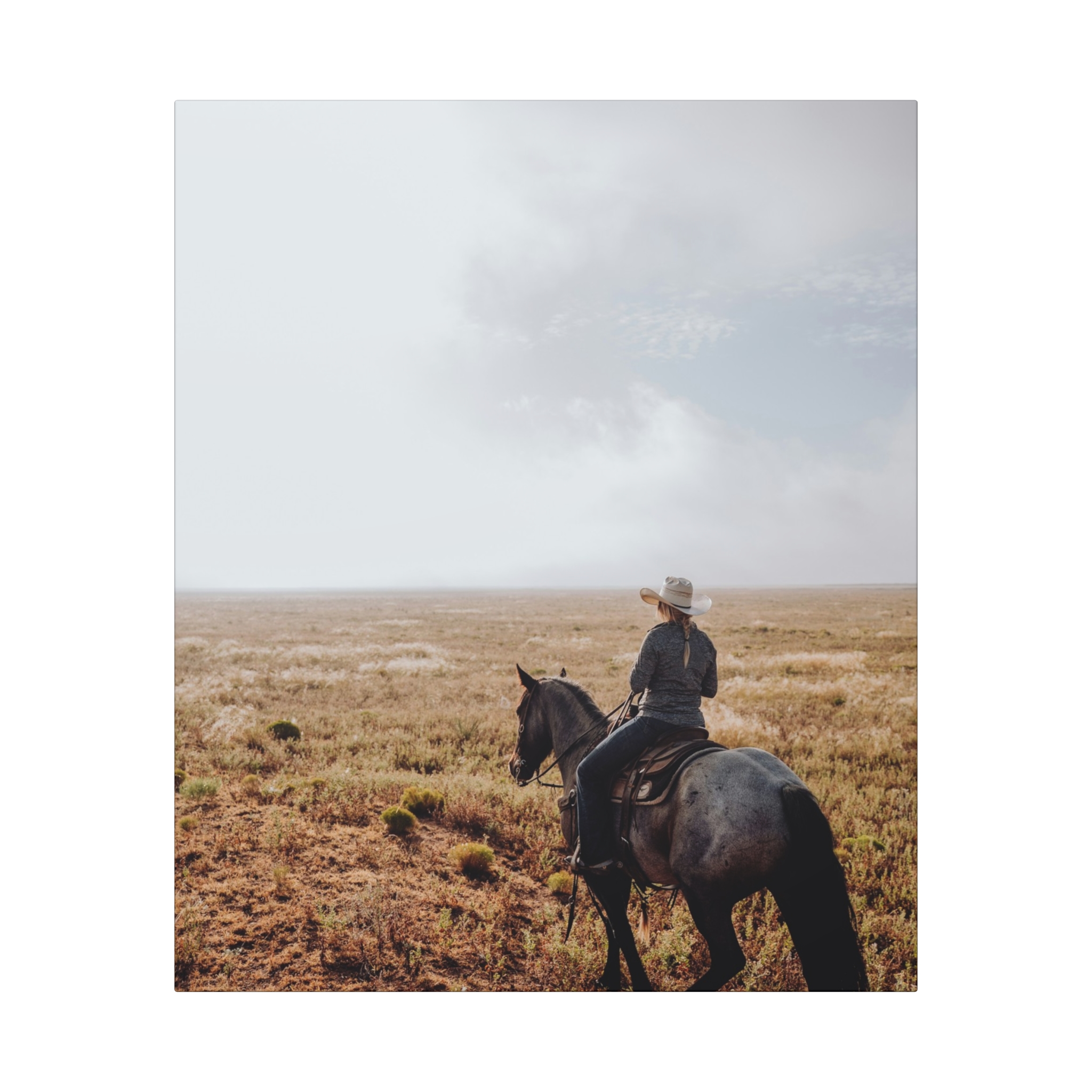 Prairie Cowboy Canvas Wall Art - Rustic-Western Morning Light - Image 2