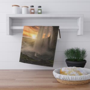 Aurora Cascade Tea Towel - Scandinavian-Midnight Sunscape