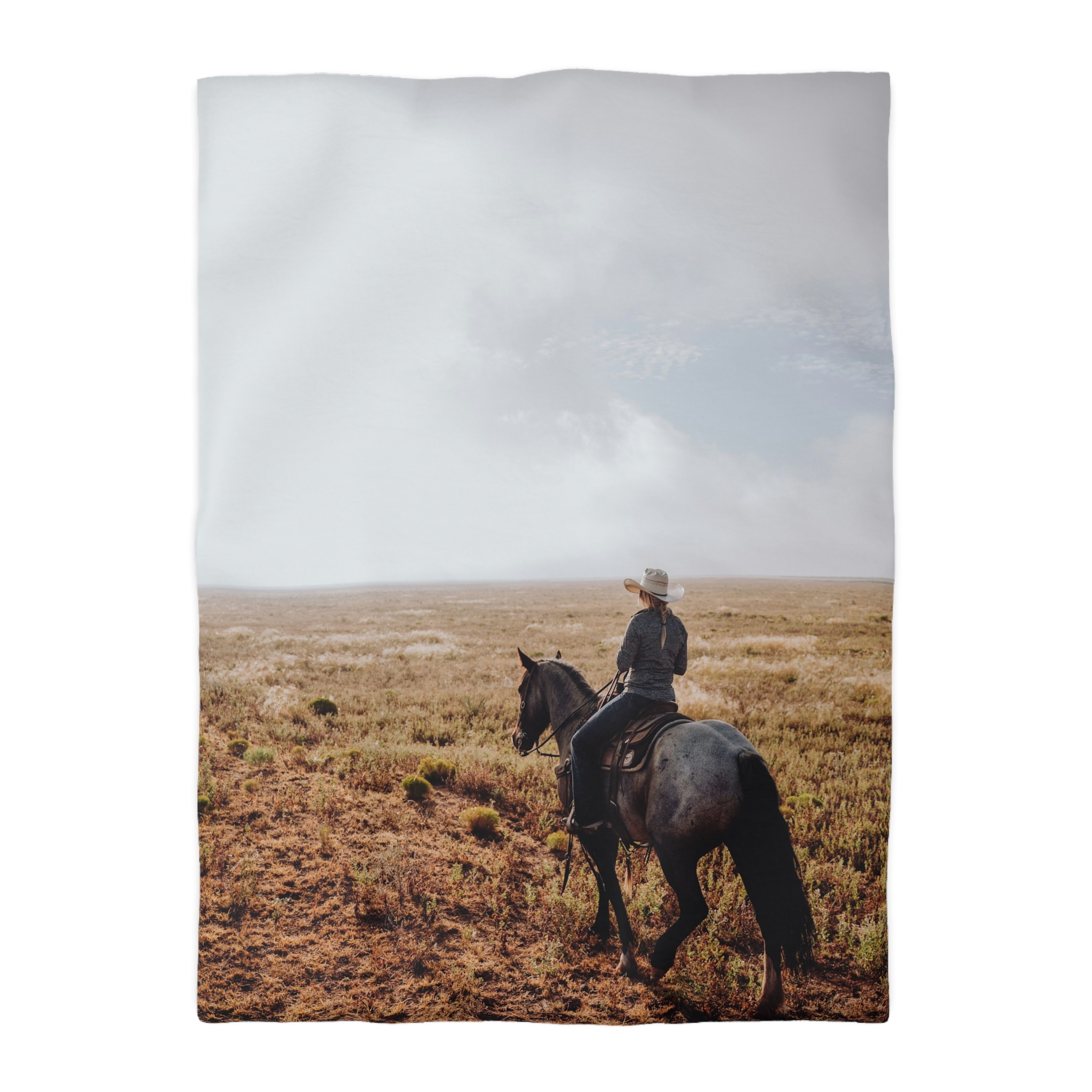 Prairie Cowboy Duvet Cover - Rustic-Western Morning Light - Image 10