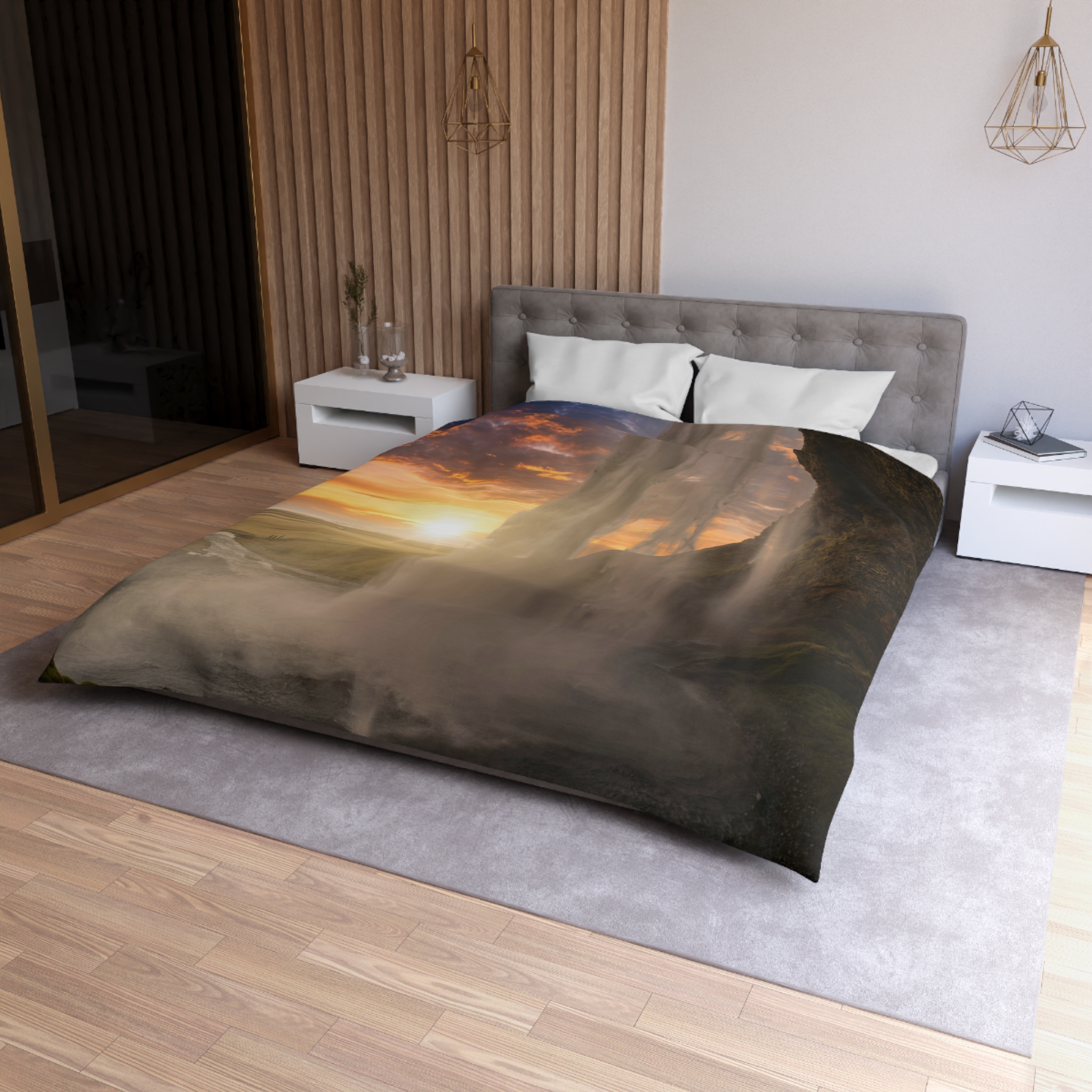 Aurora Cascade Duvet Cover - Scandinavian-Midnight Sunscape - Image 6