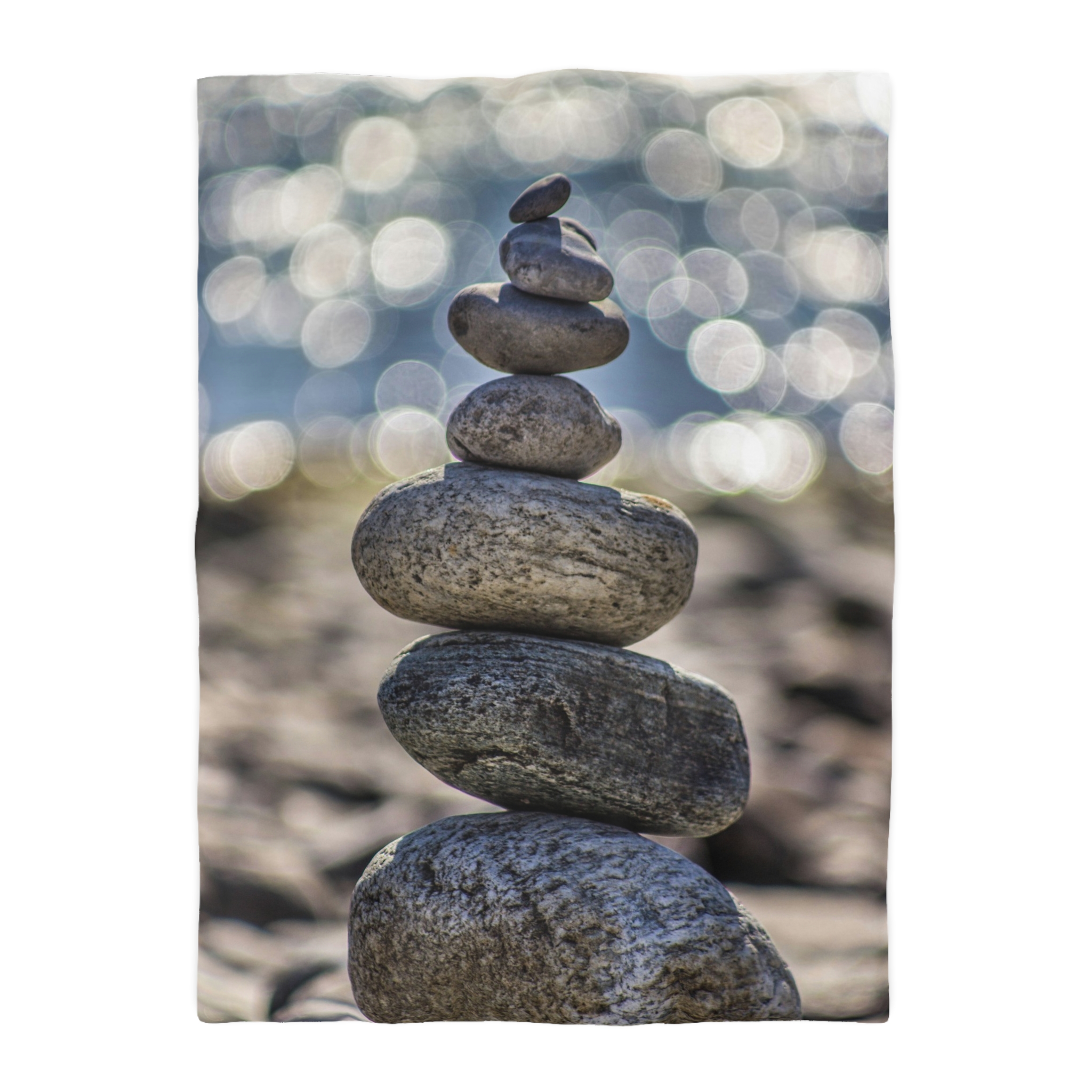 Zen Boulder Duvet Cover - Modern-Coastal Light Bokeh - Image 10
