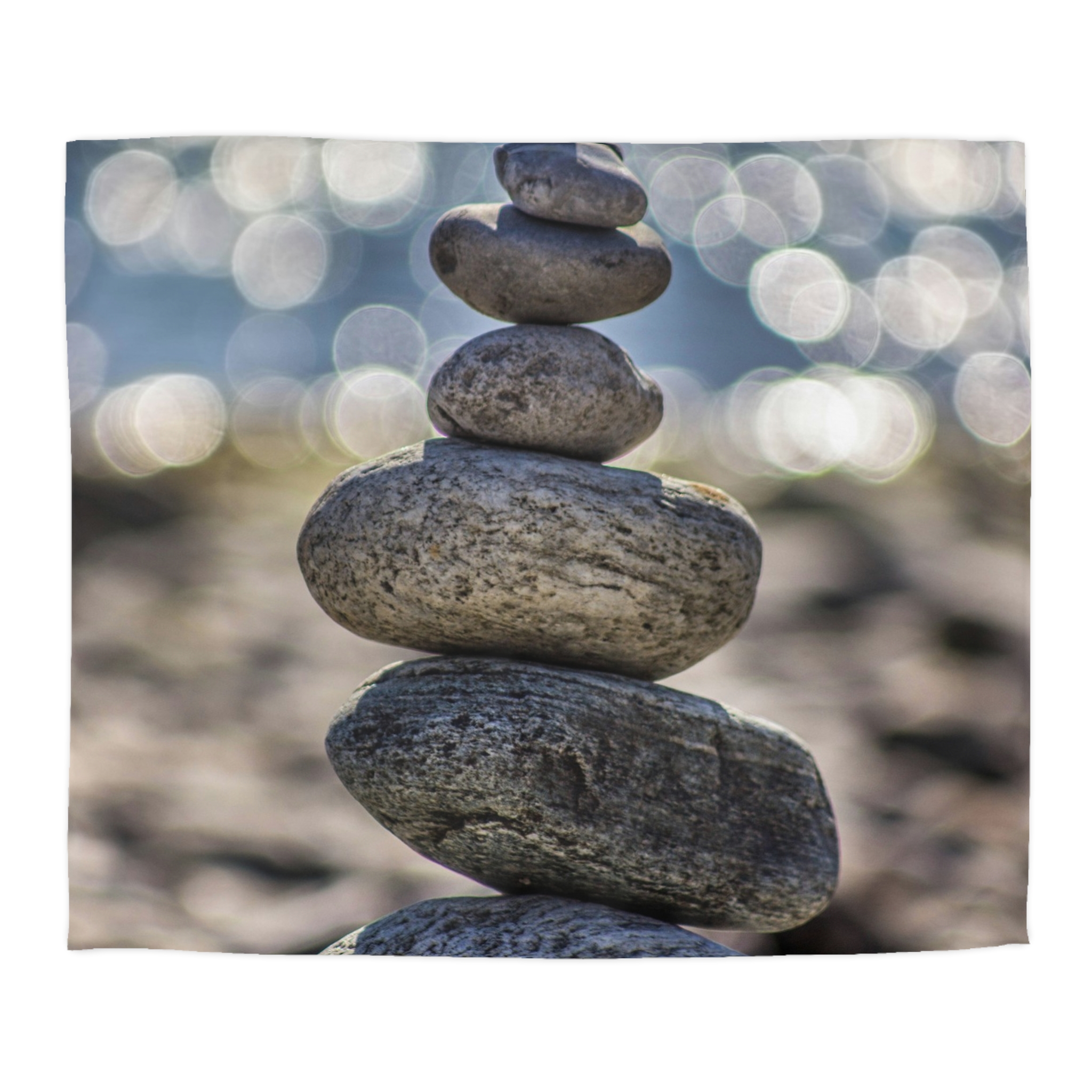 Zen Boulder Duvet Cover - Modern-Coastal Light Bokeh - Image 7