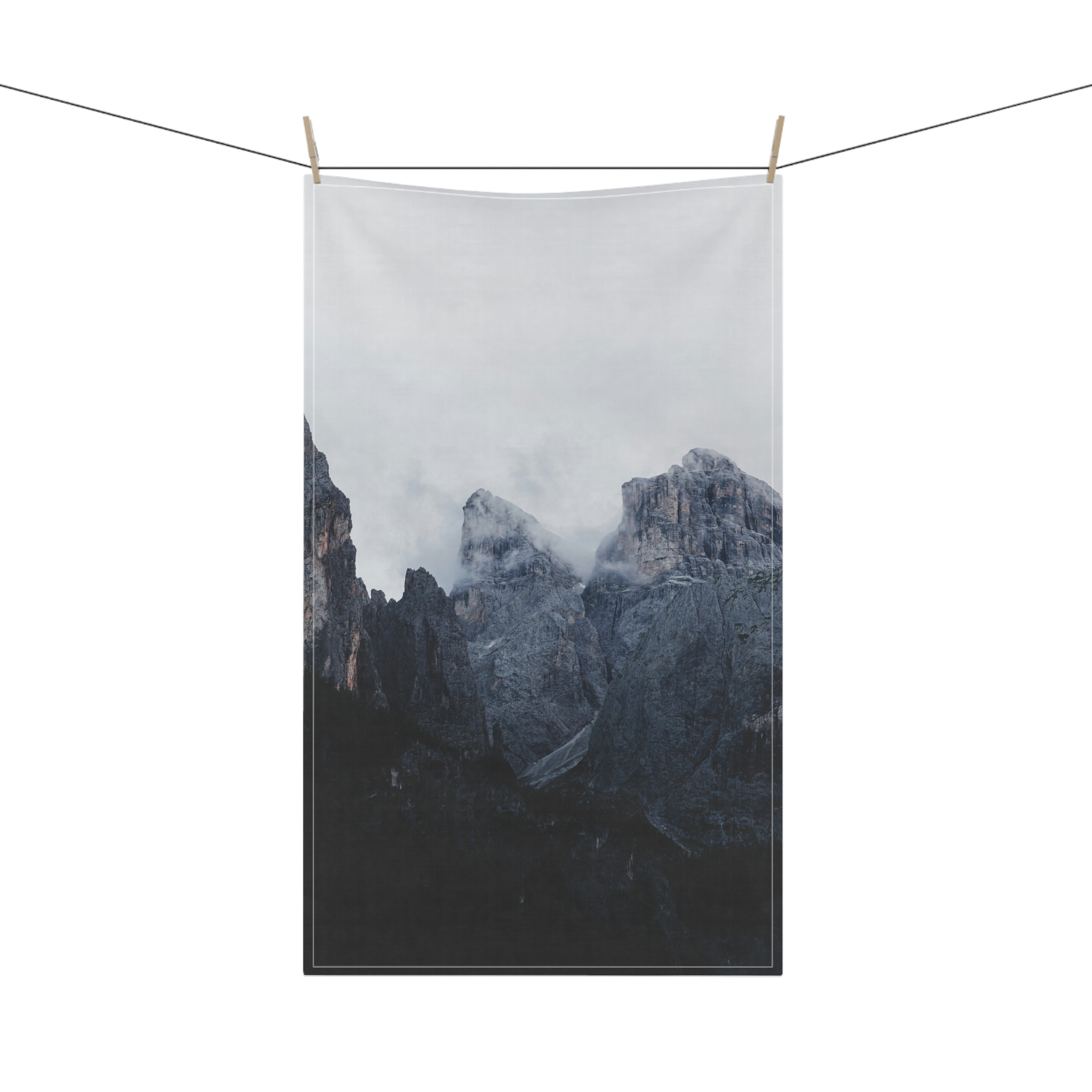Mistbound Peaks Tea Towel - Scandinavian-Midnight Mountainscape - Image 8