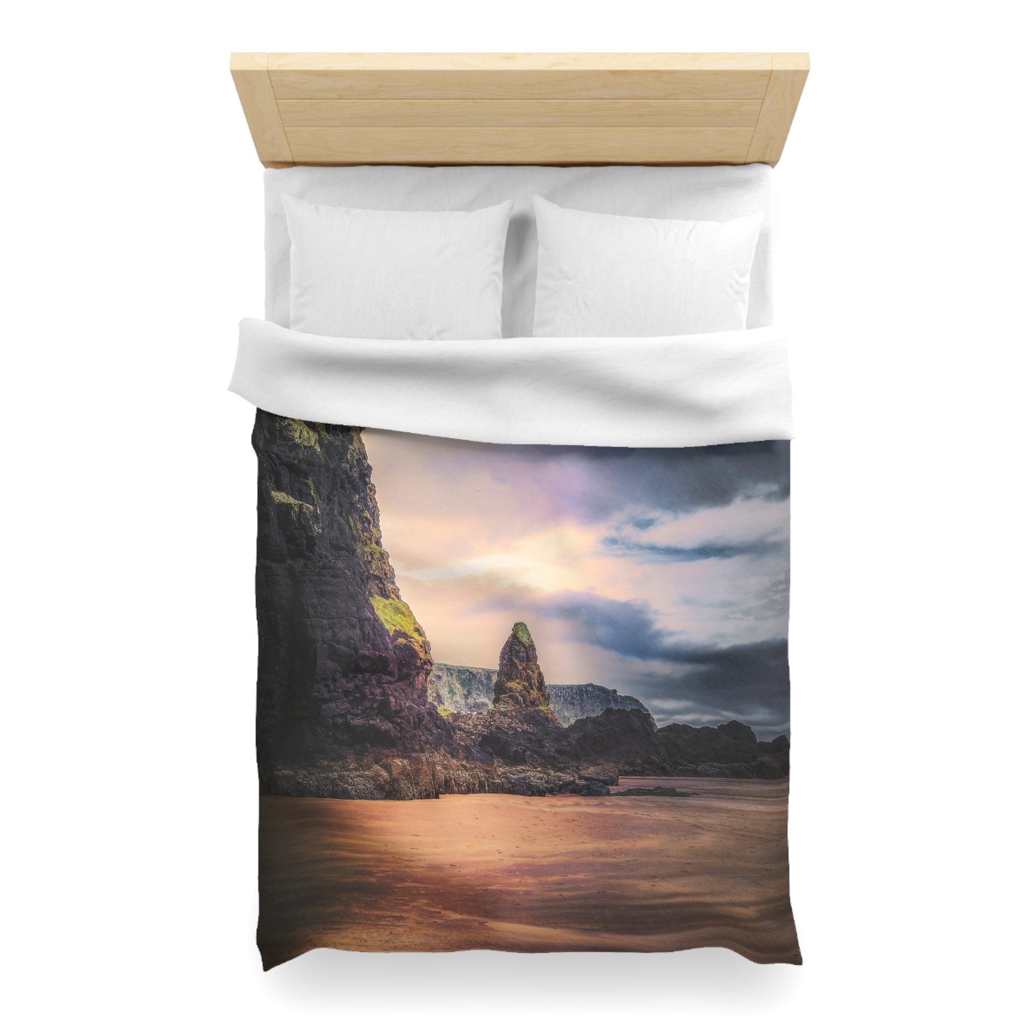 Mystic Cliff Duvet Cover - Scandinavian-Modern Coastal Twilight - Image 11