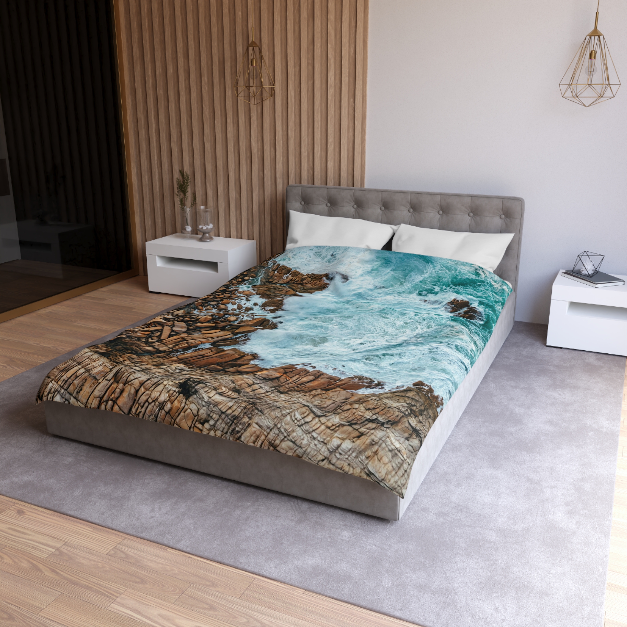 Coastal-Nautilus Duvet Cover - Scandinavian-Rustic Shoreline - Image 3