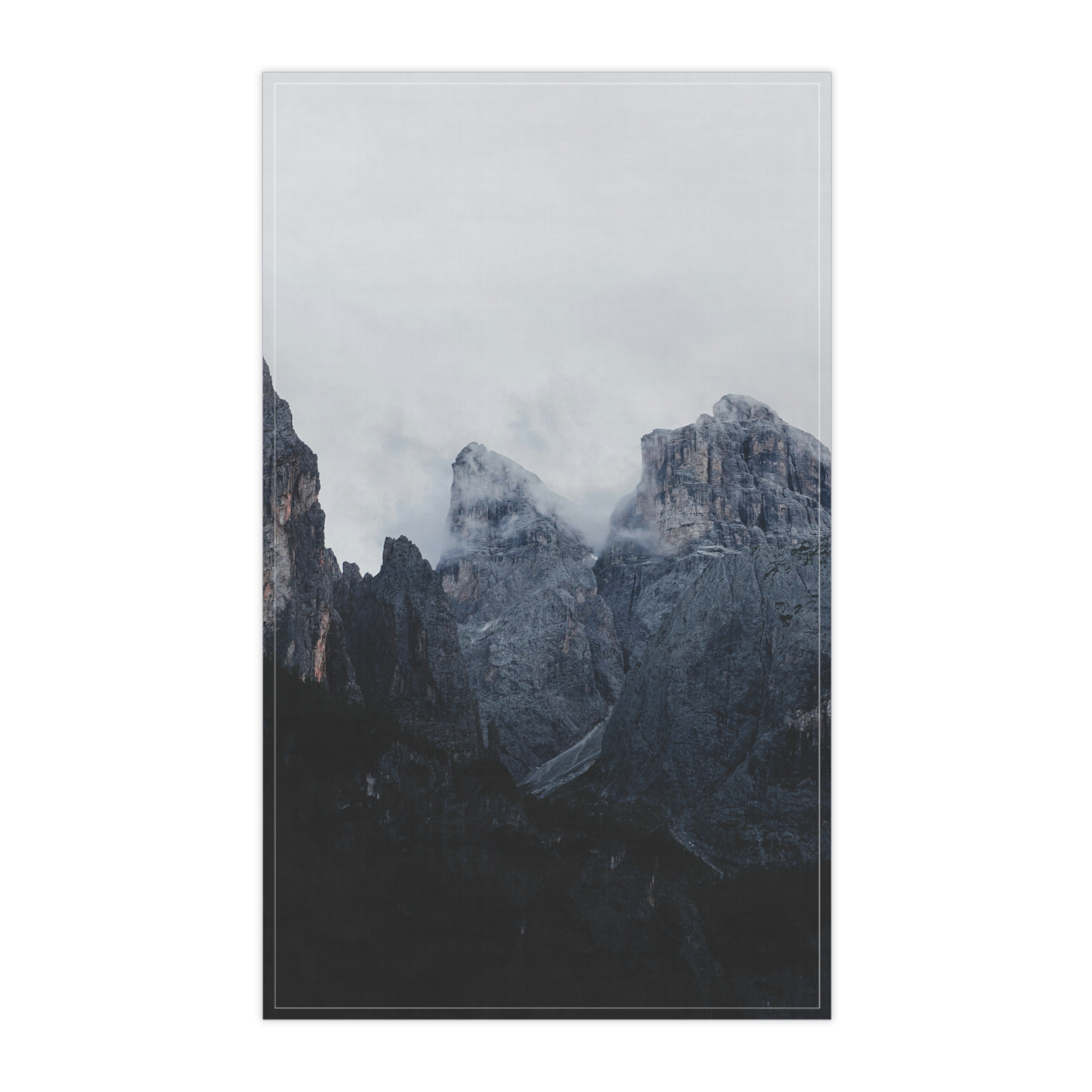 Mistbound Peaks Tea Towel - Scandinavian-Midnight Mountainscape - Image 2