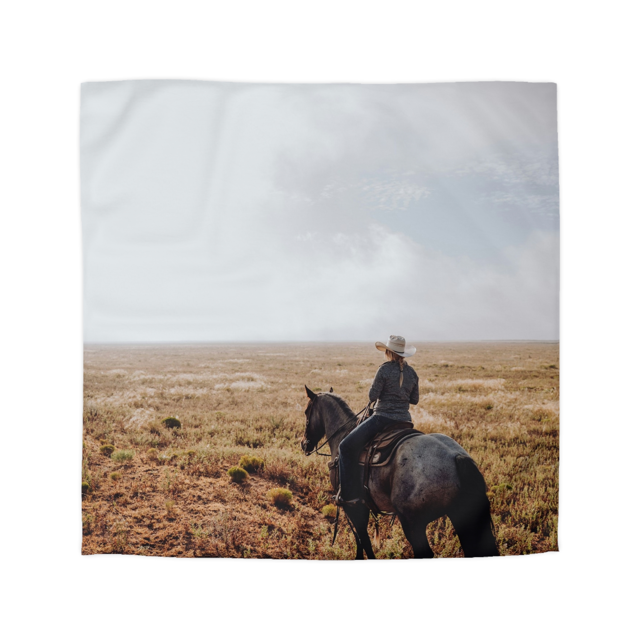 Prairie Cowboy Duvet Cover - Rustic-Western Morning Light - Image 4