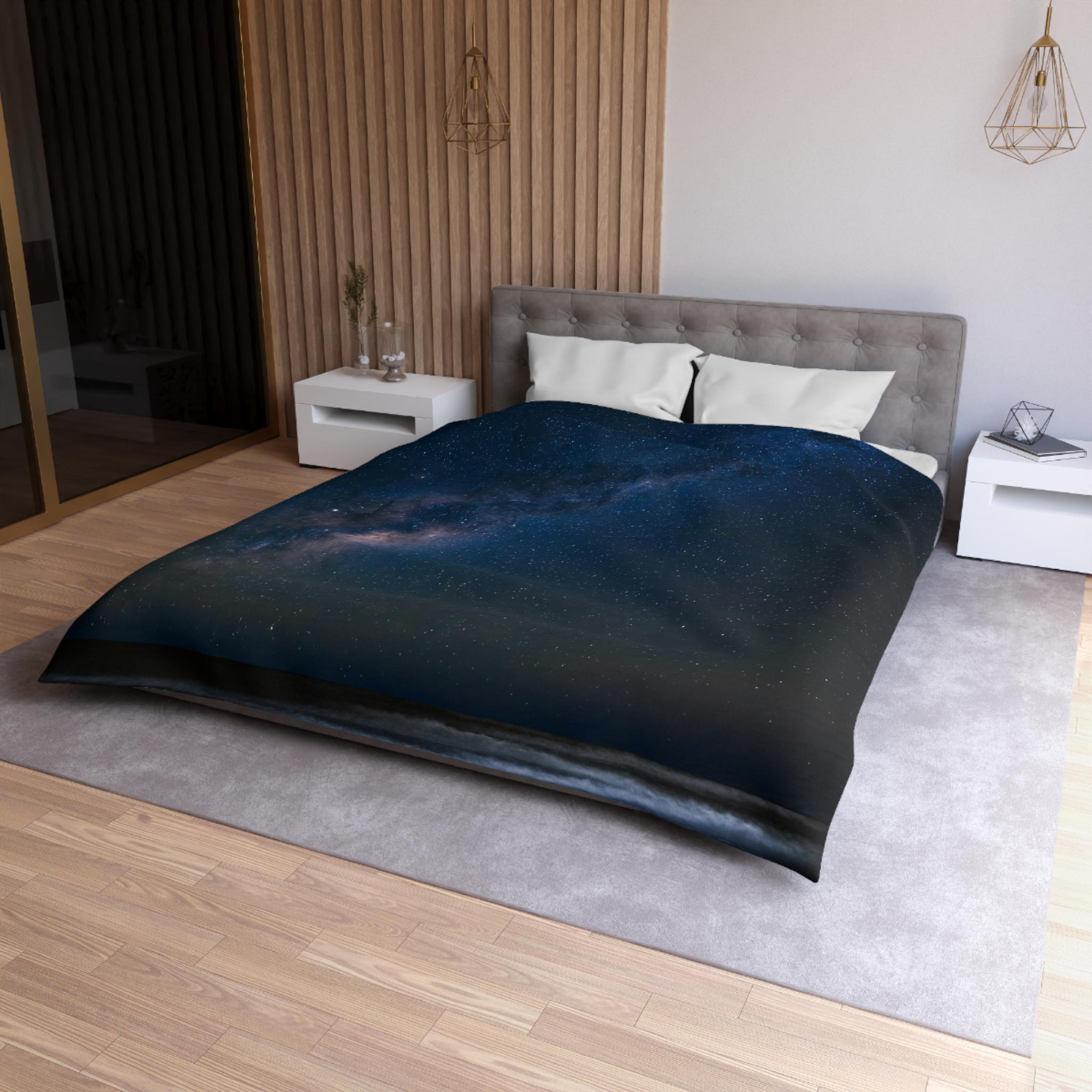 Cosmic Ocean Duvet Cover - Starry-Night Horizon Glow - Image 6