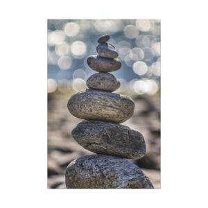 Zen Boulder Canvas Wall Art - Modern-Coastal Light Bokeh