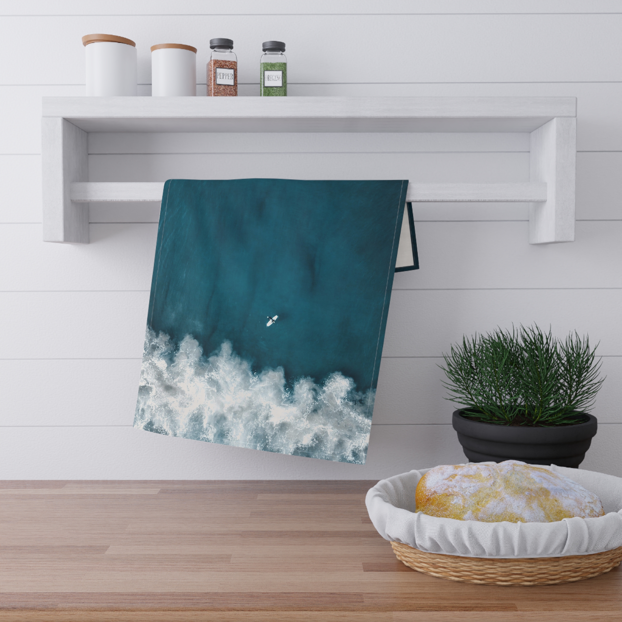 Oceanic Surfer Tea Towel - Coastal-Modern Deep Sea