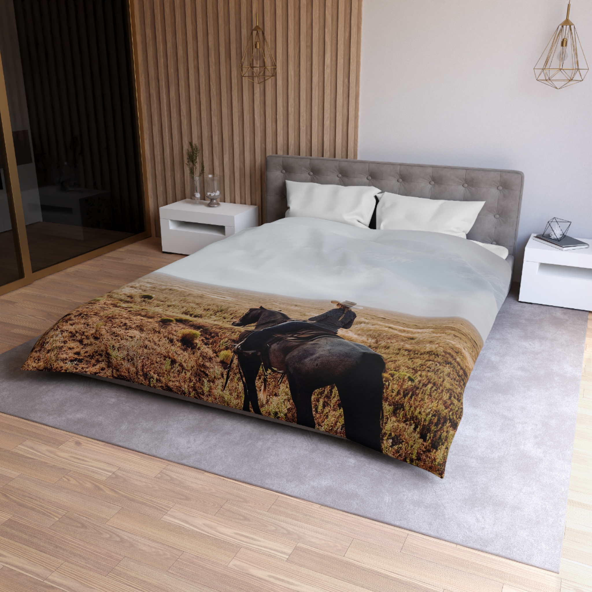 Prairie Cowboy Duvet Cover - Rustic-Western Morning Light - Image 6
