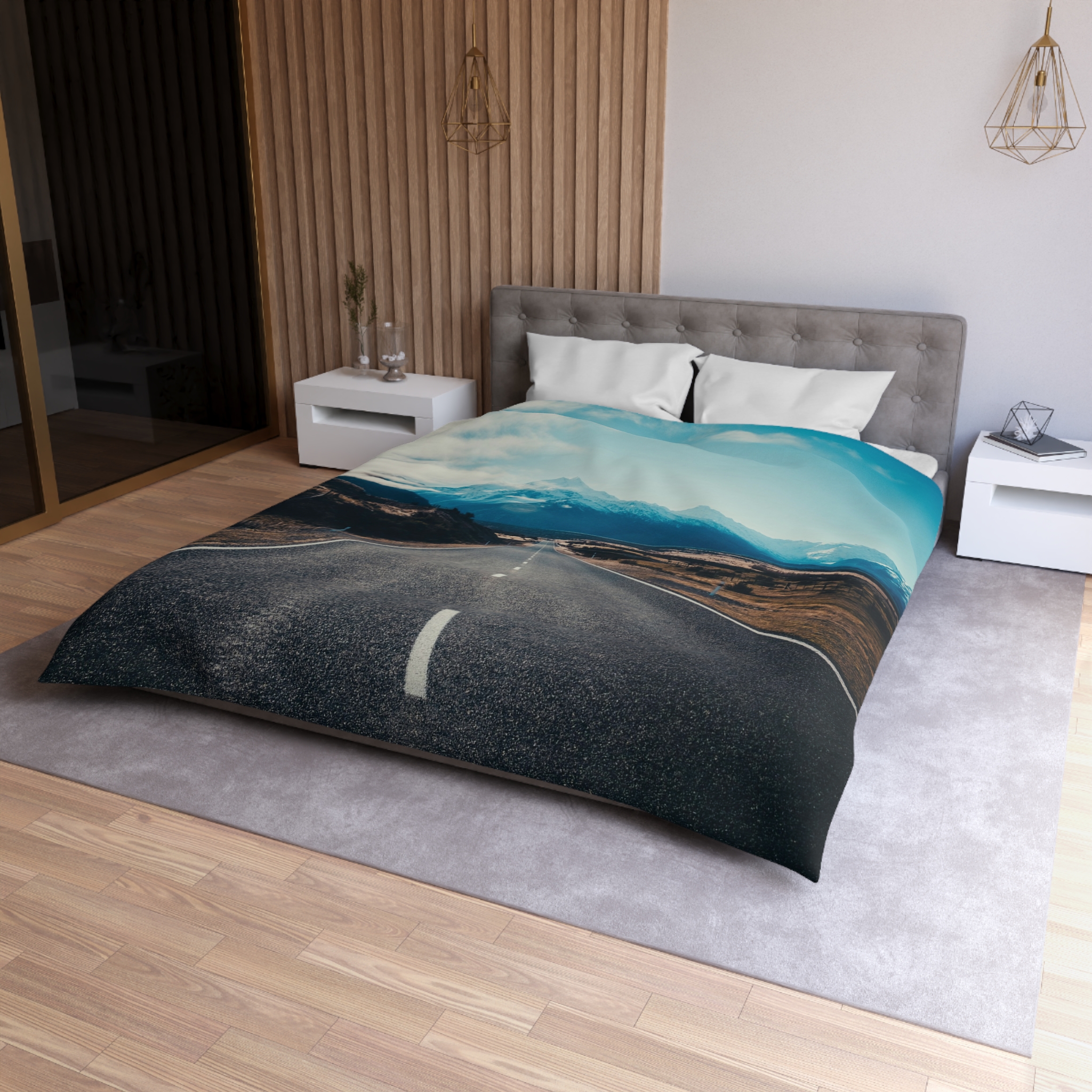Alpine Horizon Duvet Cover - Cinematic-Mountain Roadscape - Image 6
