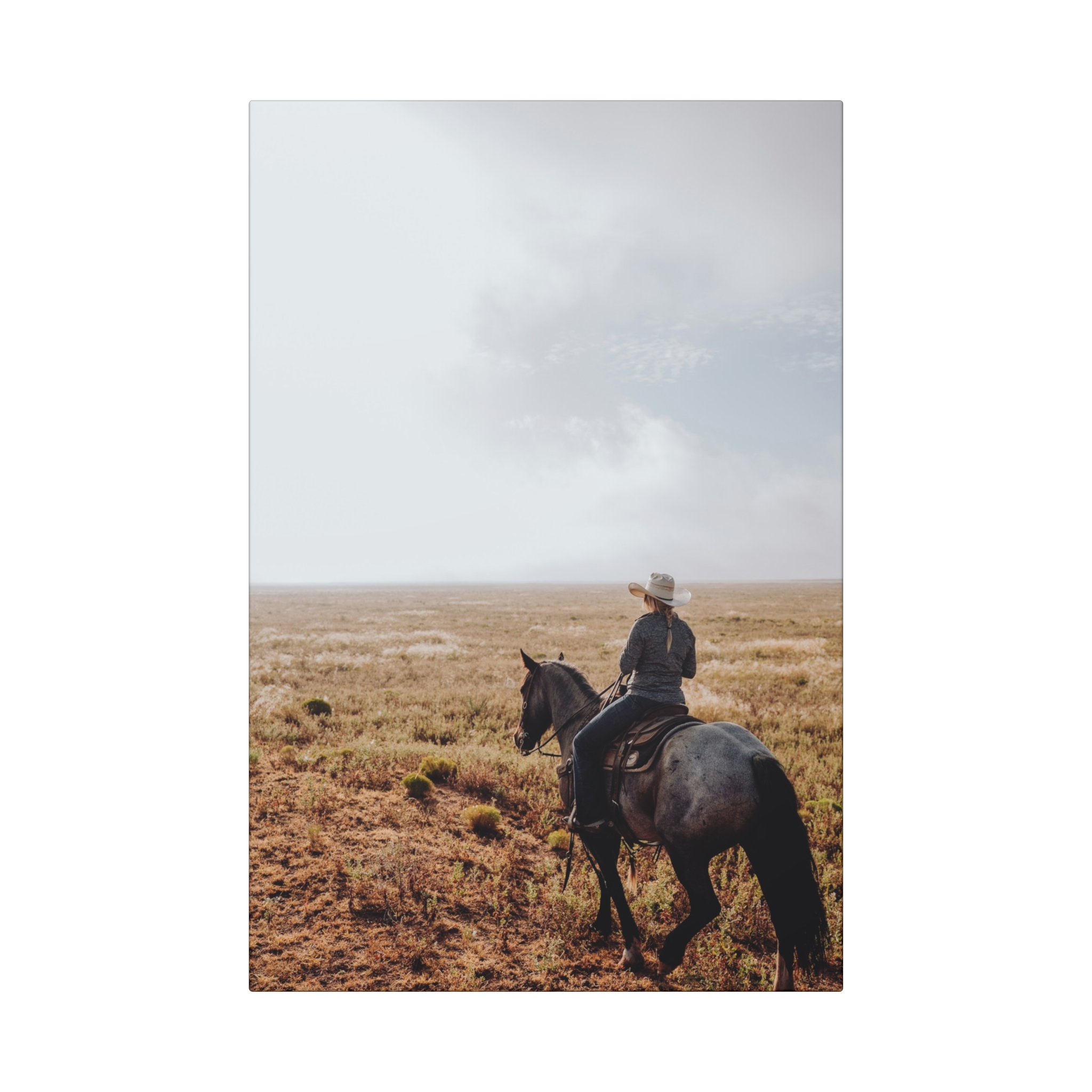 Prairie Cowboy Canvas Wall Art - Rustic-Western Morning Light