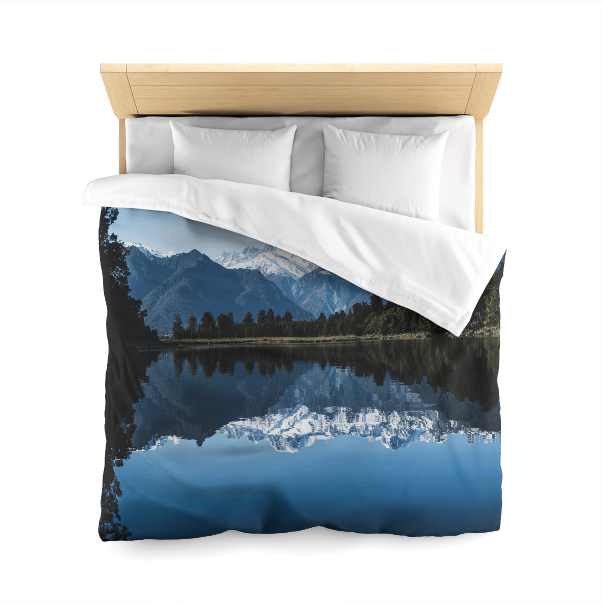 Alpine Reflection Duvet Cover - Contemporary Natural Landscape View - Image 5