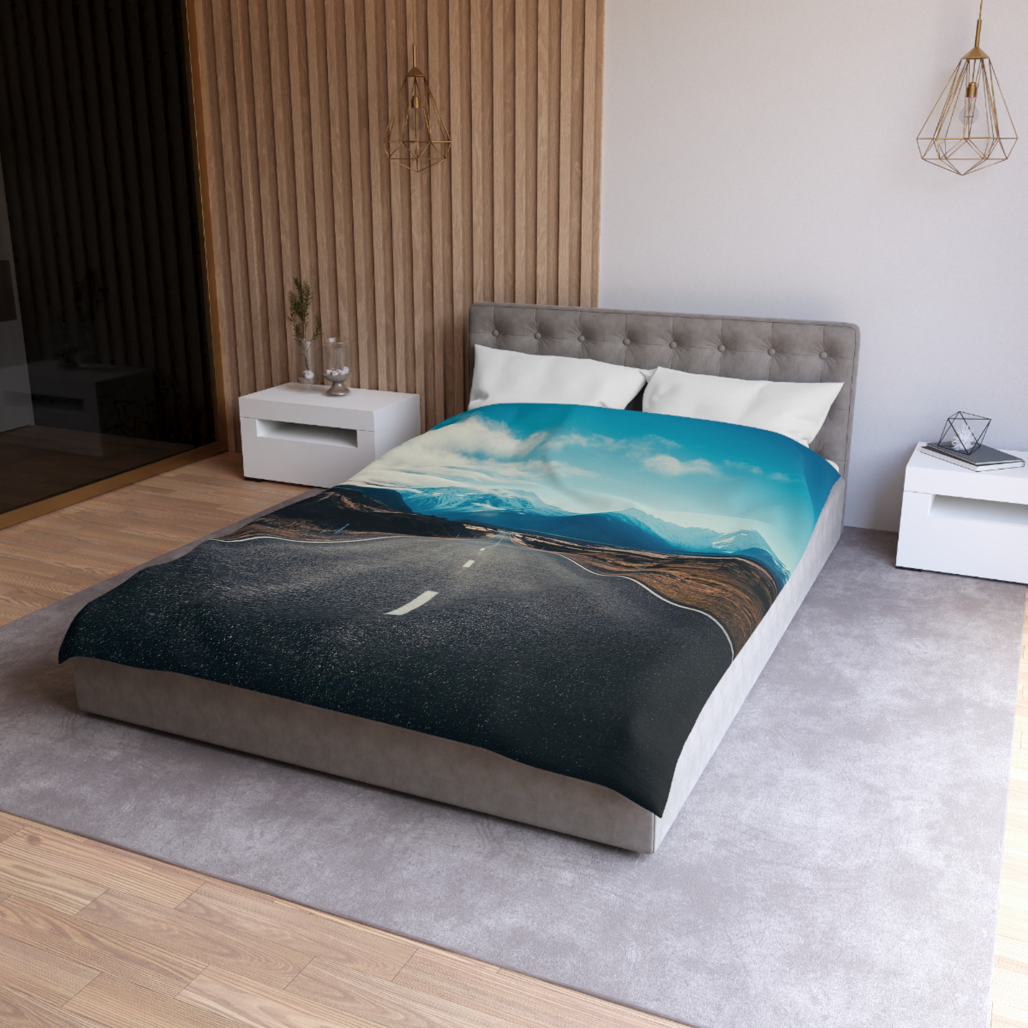 Alpine Horizon Duvet Cover - Cinematic-Vista Roadscape - Image 3