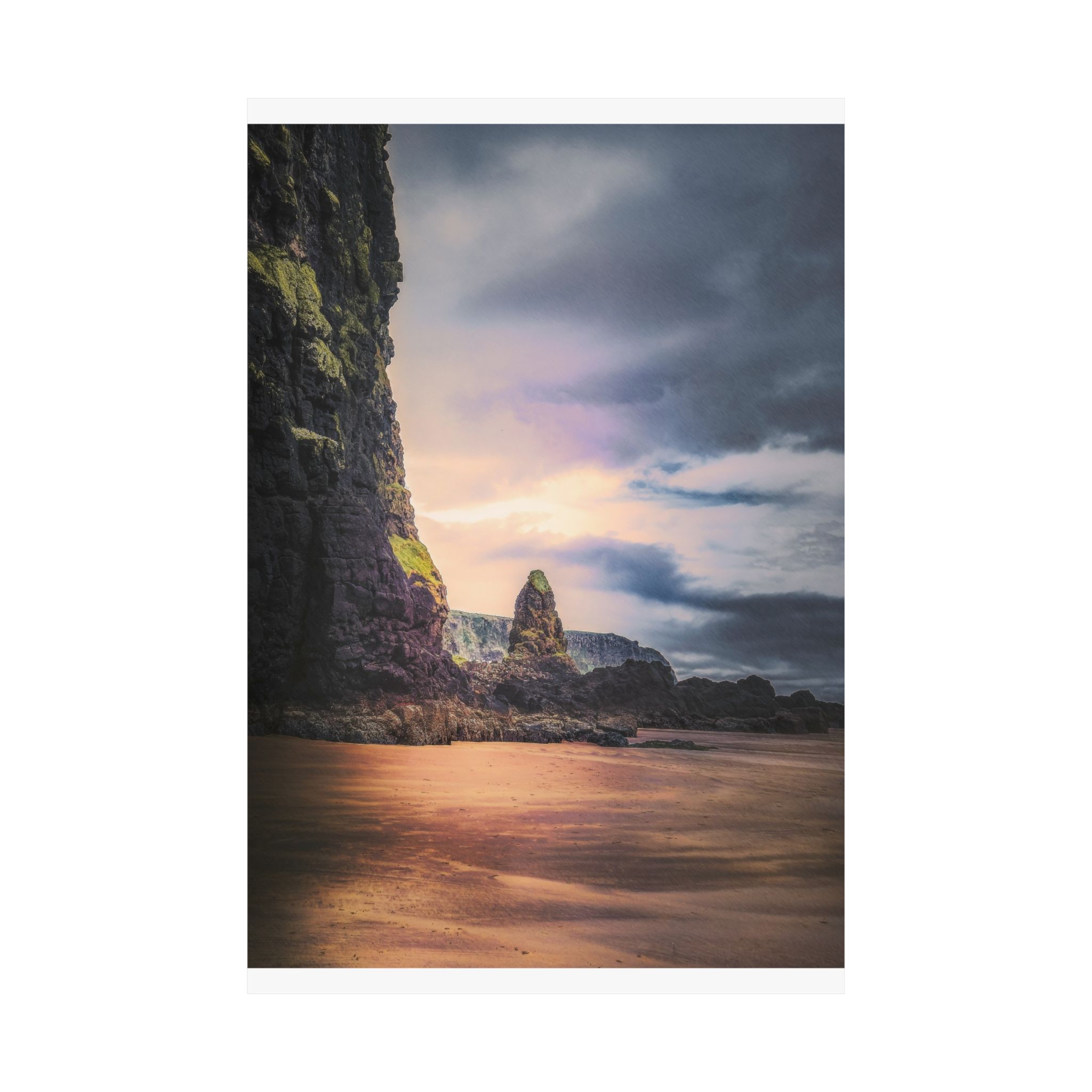 Mystic Cliff Matte Vertical Poster - Scandinavian-Modern Coastal Twilight - Image 22