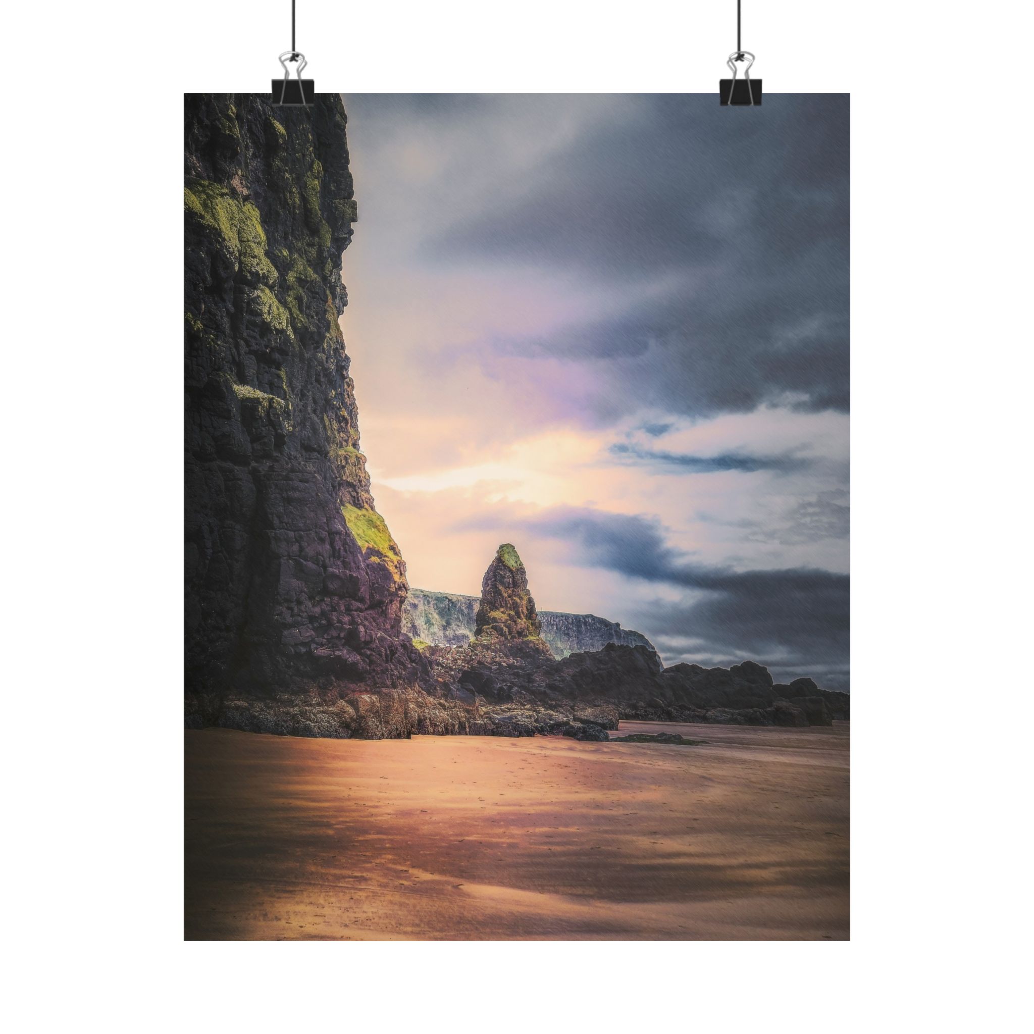 Mystic Cliff Matte Vertical Poster - Scandinavian-Modern Coastal Twilight - Image 5