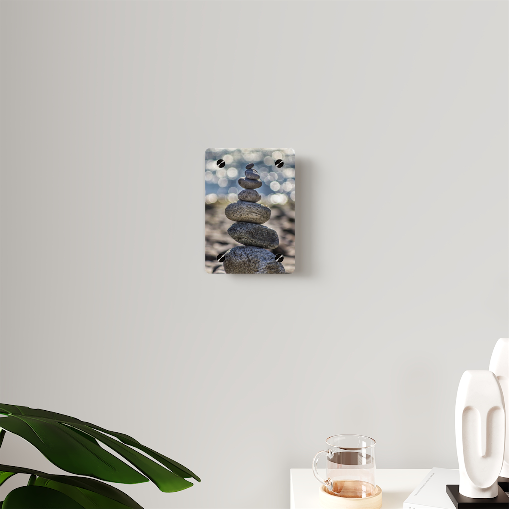 Zen Boulder Acrylic Wall Art - Modern-Coastal Light Bokeh - Image 3