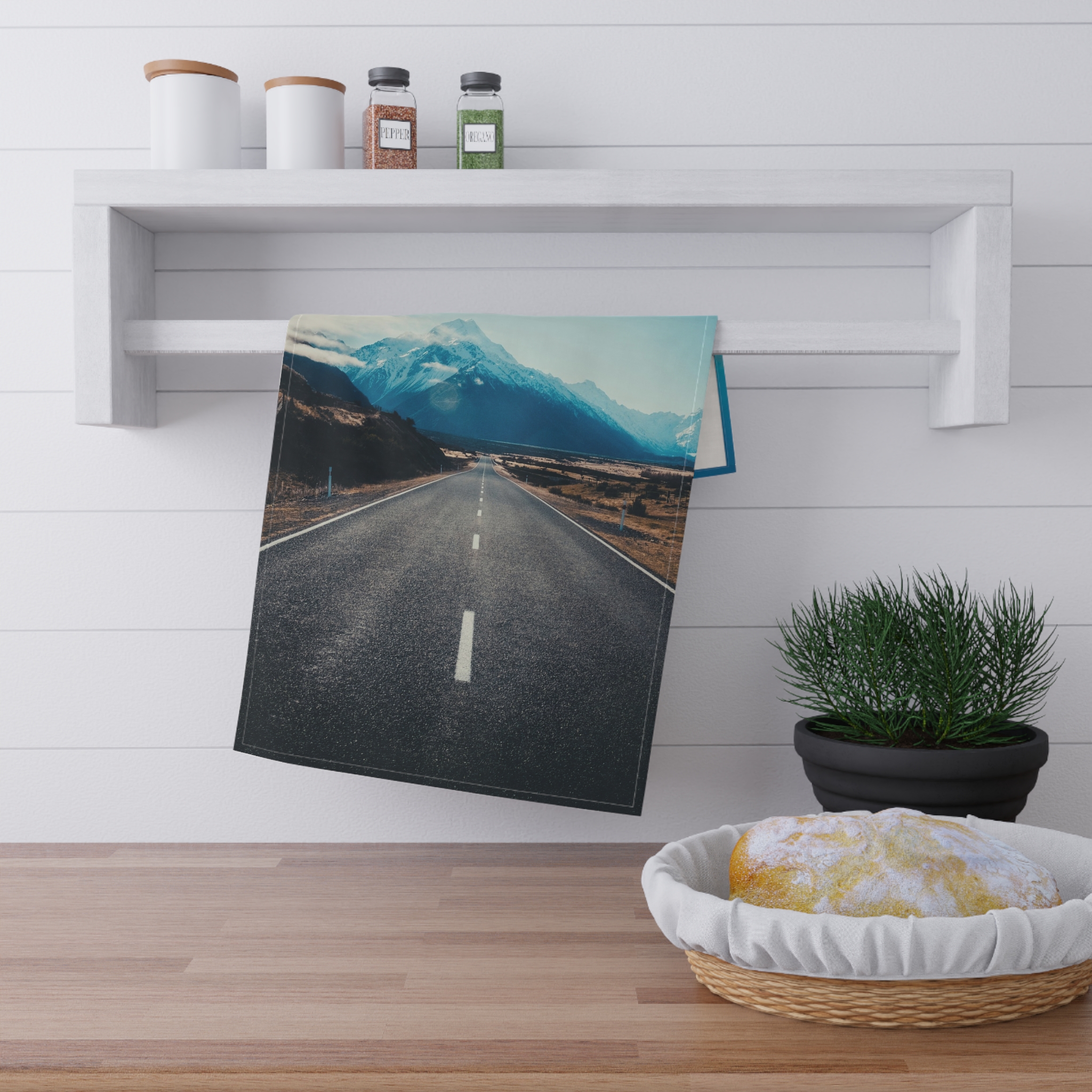 Alpine Horizon Tea Towel - Cinematic-Vista Roadscape