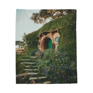 Cottagecore Hobbit Velveteen Plush Blanket - Botanical-Pathway Rustic-Charm
