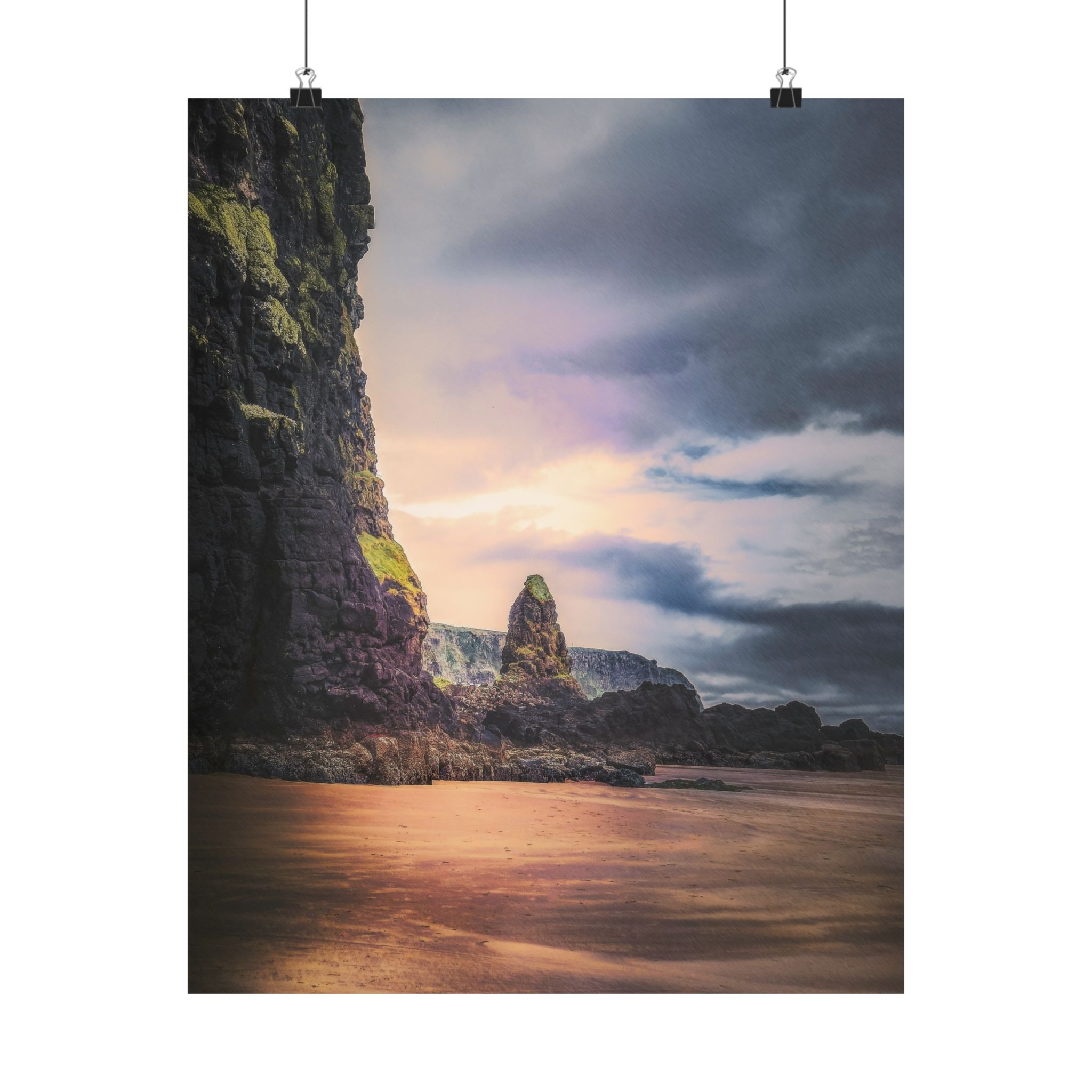Mystic Cliff Matte Vertical Poster - Scandinavian-Modern Coastal Twilight - Image 13