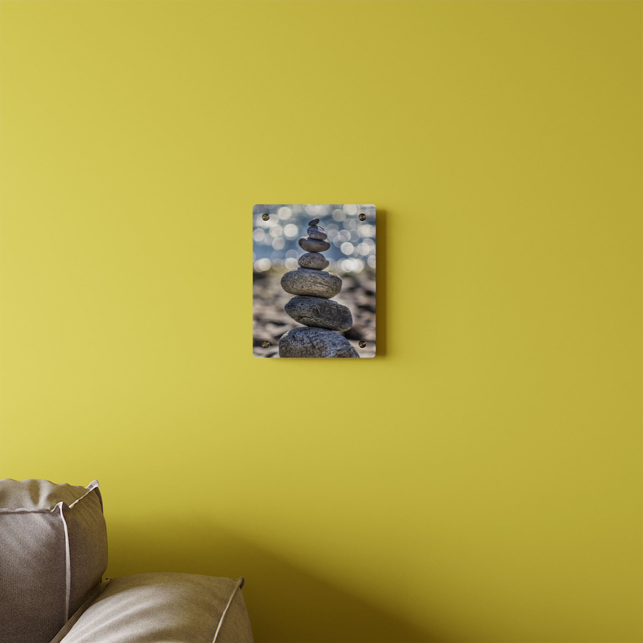 Zen Boulder Acrylic Wall Art - Modern-Coastal Light Bokeh - Image 8