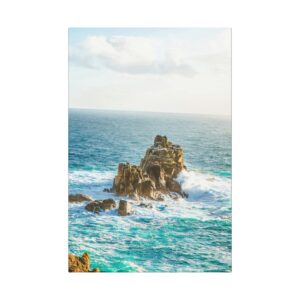 Coastal Waverock Canvas Wall Art - Scandinavian Aqua Oceanfront