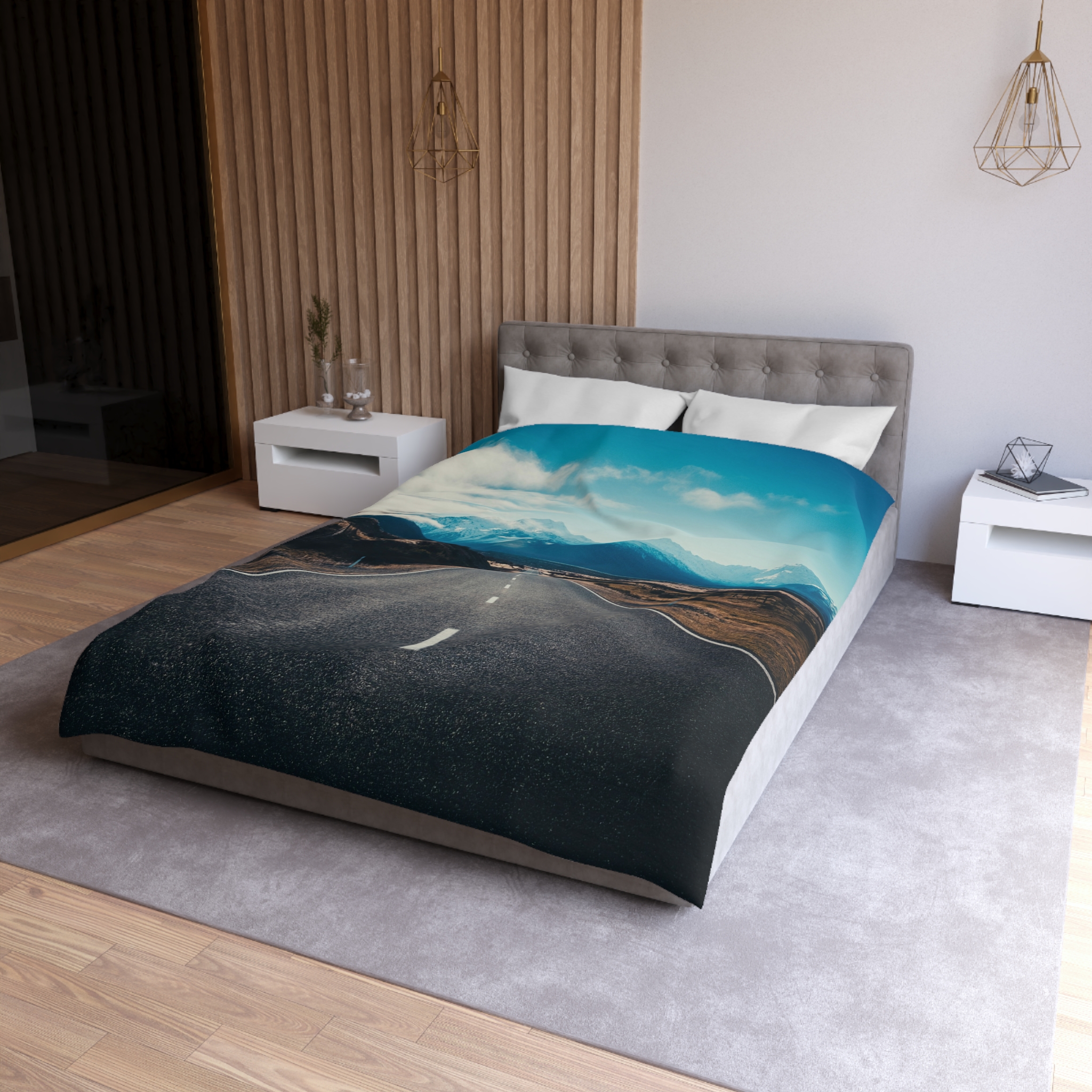 Alpine Horizon Duvet Cover - Cinematic-Mountain Roadscape - Image 12