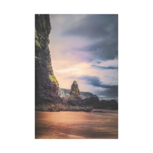Mystic Cliff Canvas Wall Art - Scandinavian-Modern Coastal Twilight