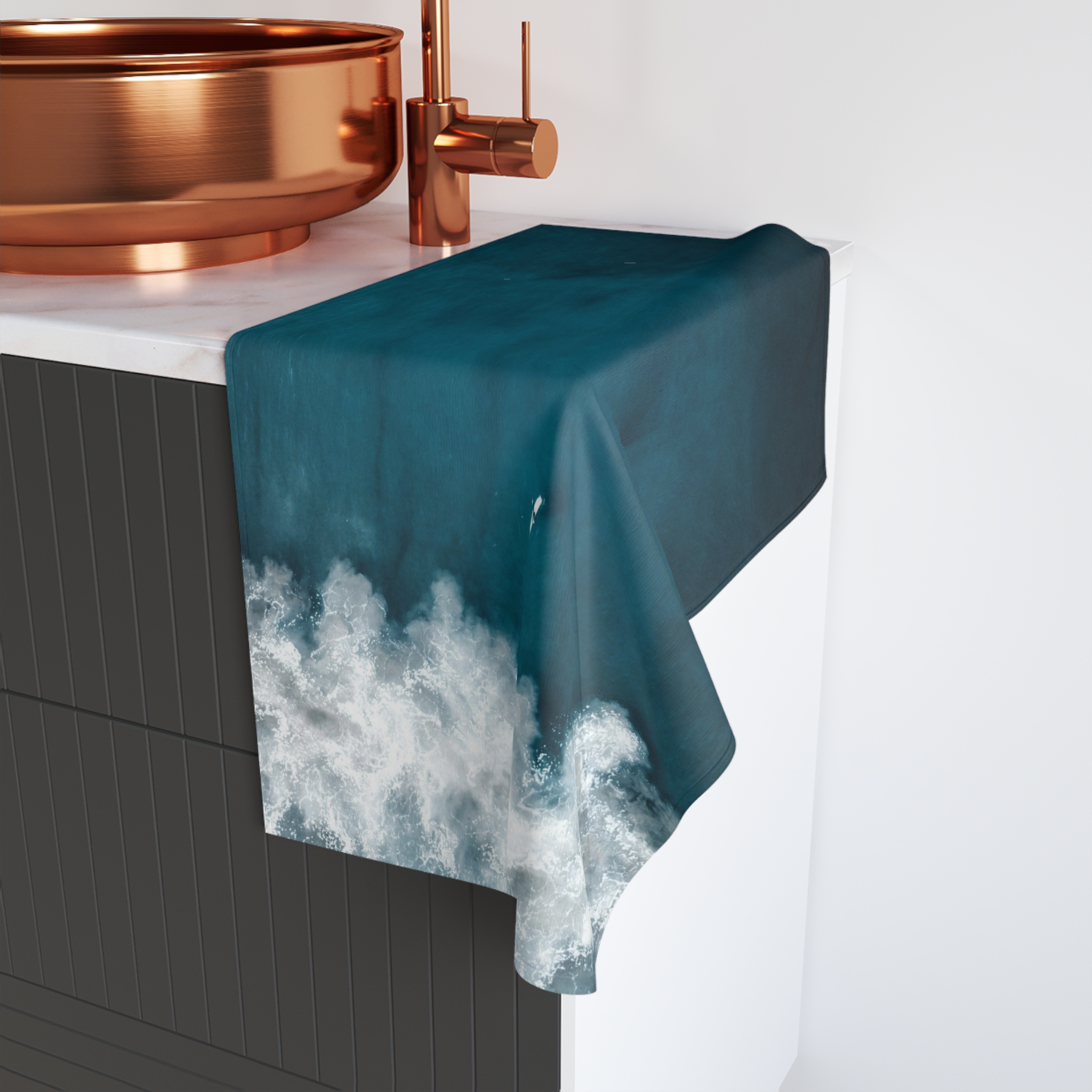 Oceanic Surfer Hand Towel - Coastal-Modern Deep Sea - Image 4