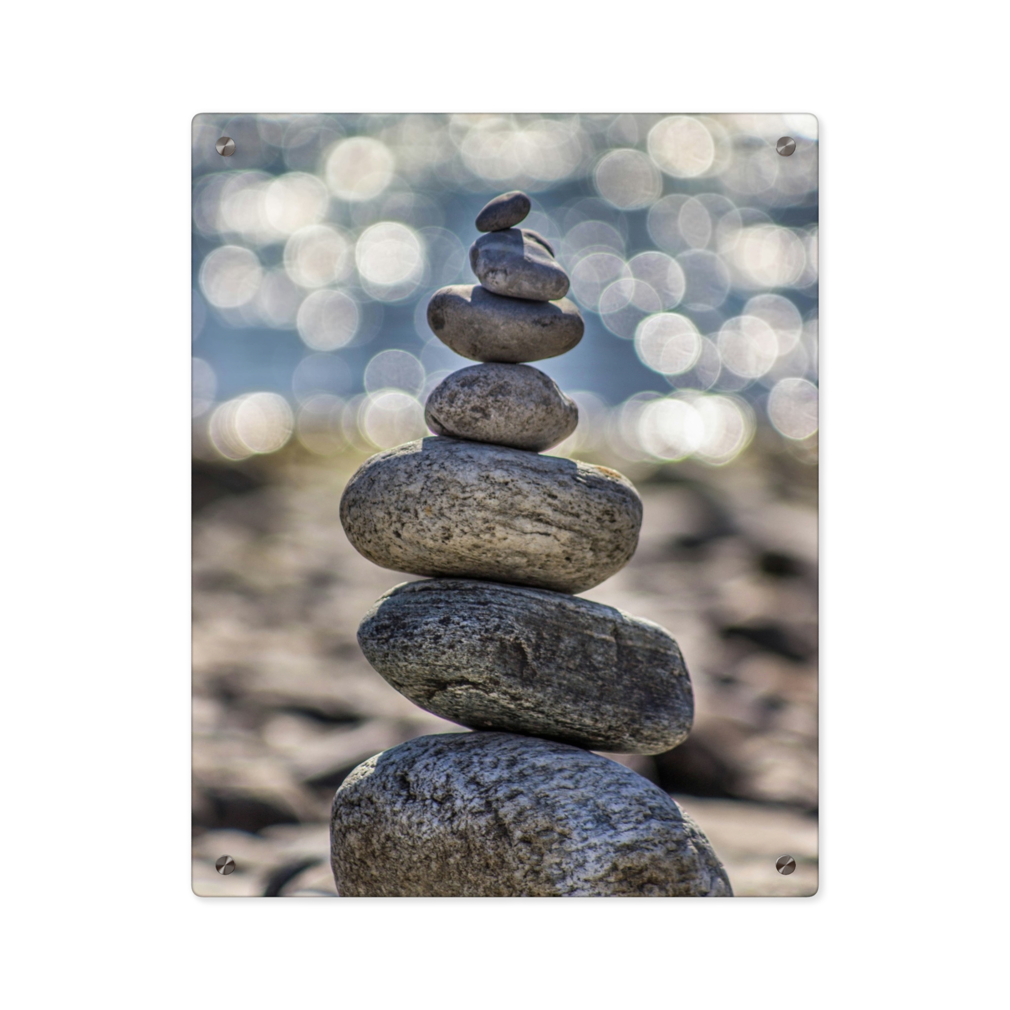 Zen Boulder Acrylic Wall Art - Modern-Coastal Light Bokeh - Image 13